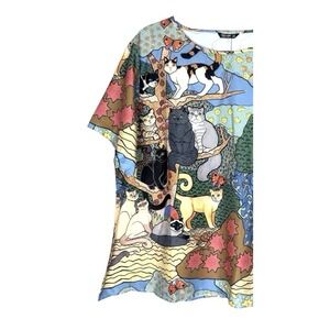 Shein Curvy Womens 3XL Cat Print Top Novelty Print Art To Wear Blouse Cat Lady